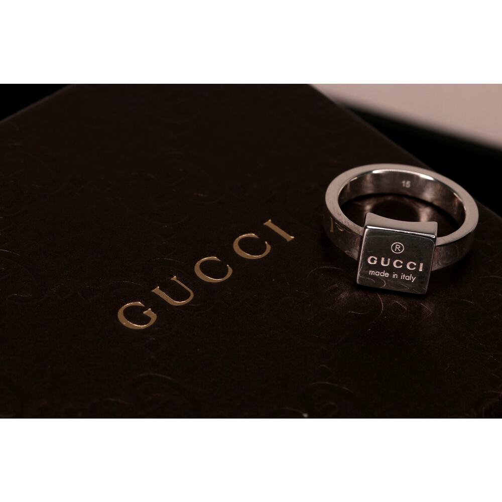 GUCCI G Cube Sterling Silver Ring Size 15 Ag 925 Made in Italy w/ Box